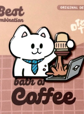 别动小行星|倒咖啡猫原创金属胸针徽章pin磁吸男女潮个性卡通可爱