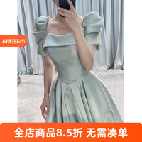 藍(lán)色晚禮服緞面輕奢高級感