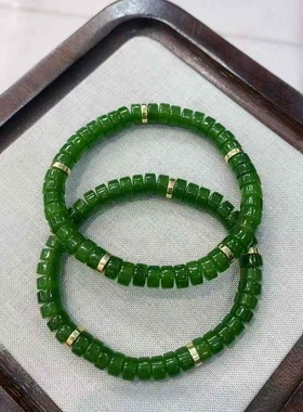 天然和田碧玉直切药片手串配钻隔片男女手链