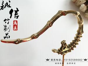 画眉鸟笼钩子百灵笼挂钩黄铜麒麟竹节钩纯铜画眉钩竹鸟笼配件