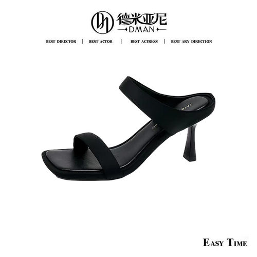 【米公子】26X368 26年春夏新款细跟露趾法式一字拖鞋