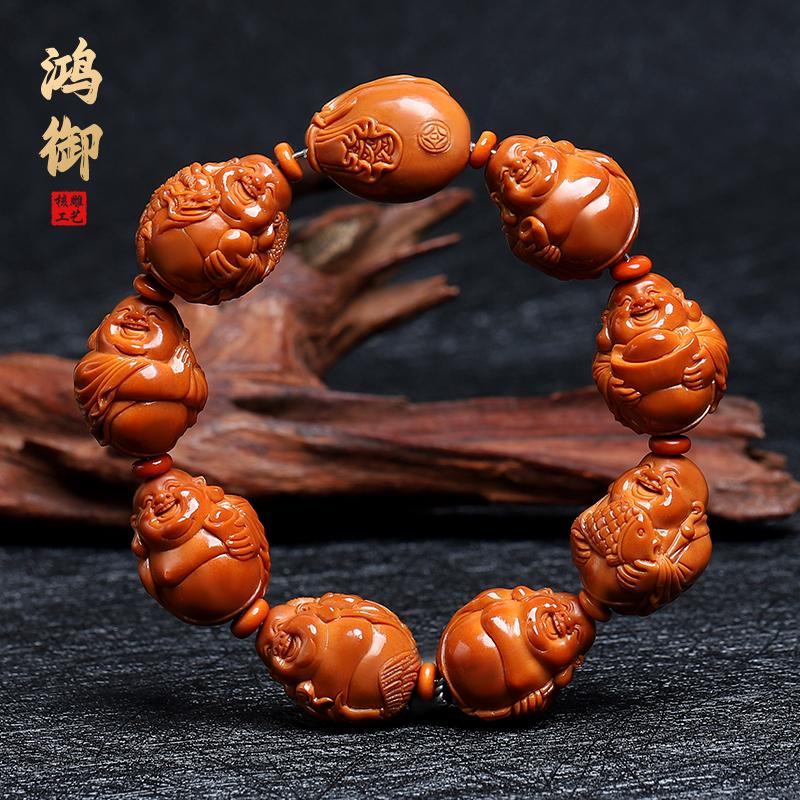 橄榄核龙凤弥勒佛手串苏工手工雕刻瑞兽弥勒核雕文玩精品把件男女