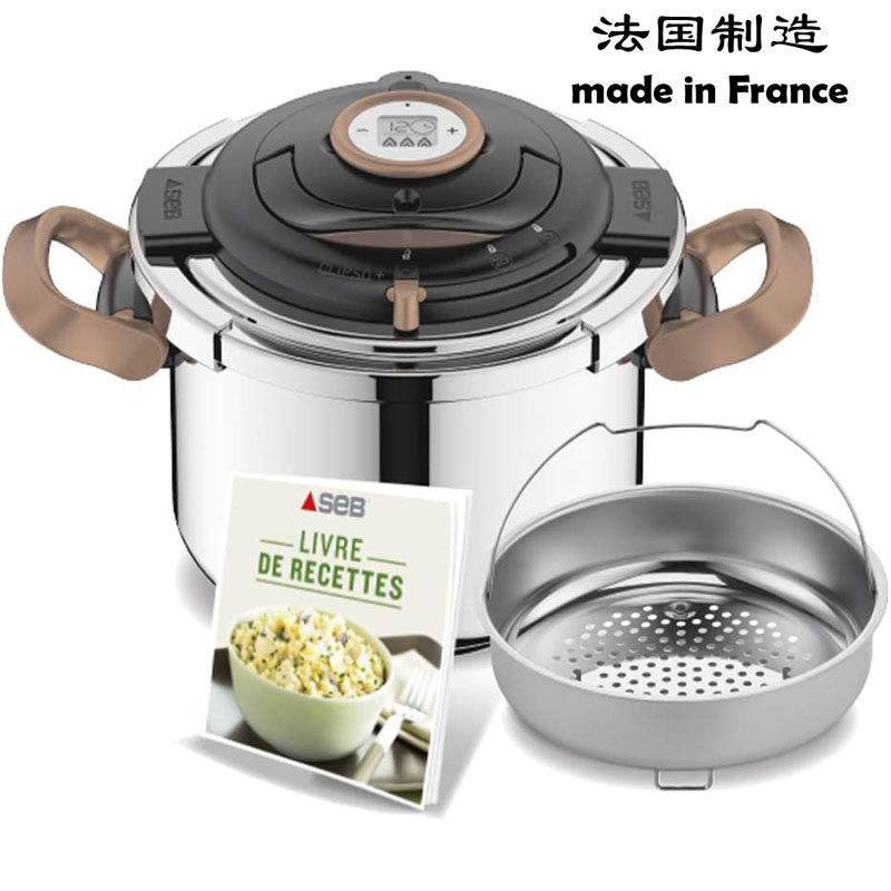 100%法国原装进口Seb P4411409生态智能定时全营养不锈钢压力锅8L