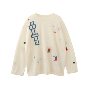 像素风趣味卡通创意设计感套头长袖针织衫毛衣外套上衣小众女