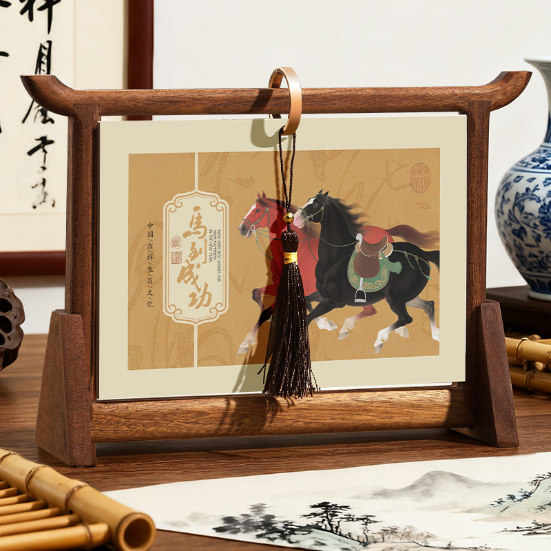 2026年新款高档古风实木台历摆件