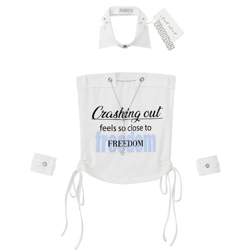 抹胸+波点假领手带三件套