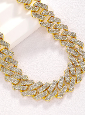 欧美嘻哈饰品20MM菱形古巴链项链