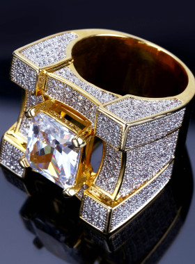 欧美奢华微镶锆石男士戒指hiph