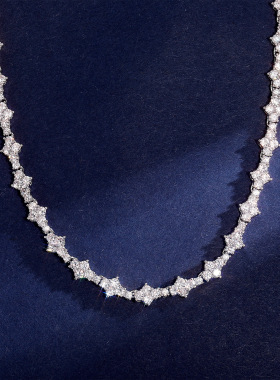 欧美满锆梅花网球手链项链嘻哈说