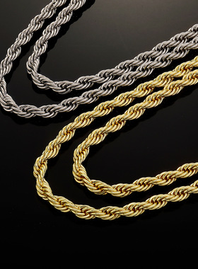 欧美不锈钢麻花链男士手链潮流时