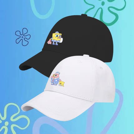 海绵宝宝派大星周边男情侣百搭休闲可爱鸭舌帽遮阳帽可定制棒球帽