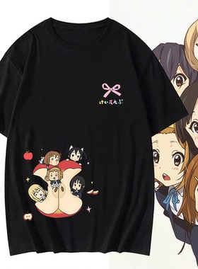 K-ON!轻音少女动漫HTT平泽唯秋山澪梓喵同人卡通可定制短袖T恤衫