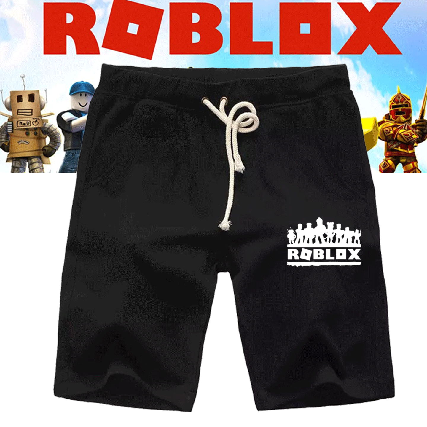 男女2026情侣可定制运动五分短裤roblox虚拟世界罗布乐思游戏周边