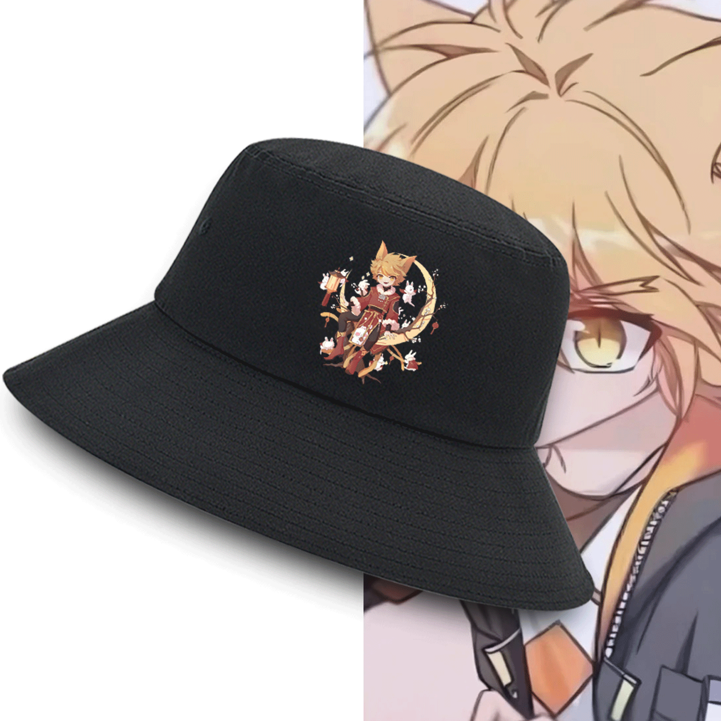 奇喵君故事猫小九历险记漫画周边二次元男女可定制盆帽遮阳渔夫帽