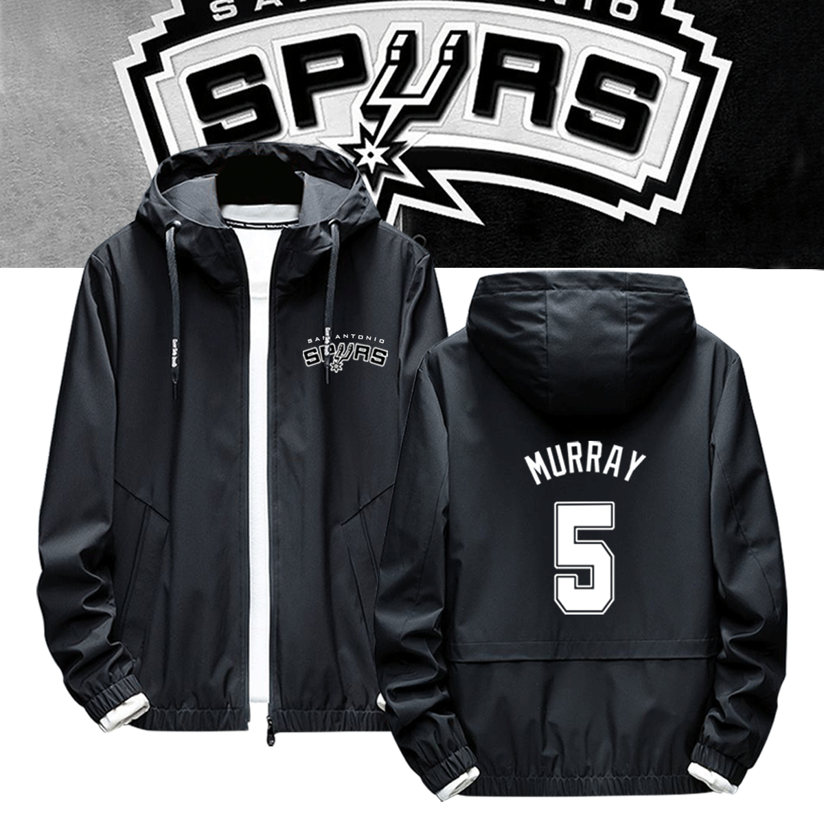 马刺队男女邓肯德罗赞帕克篮球运动外套可定制冬衣服连帽拉链夹克