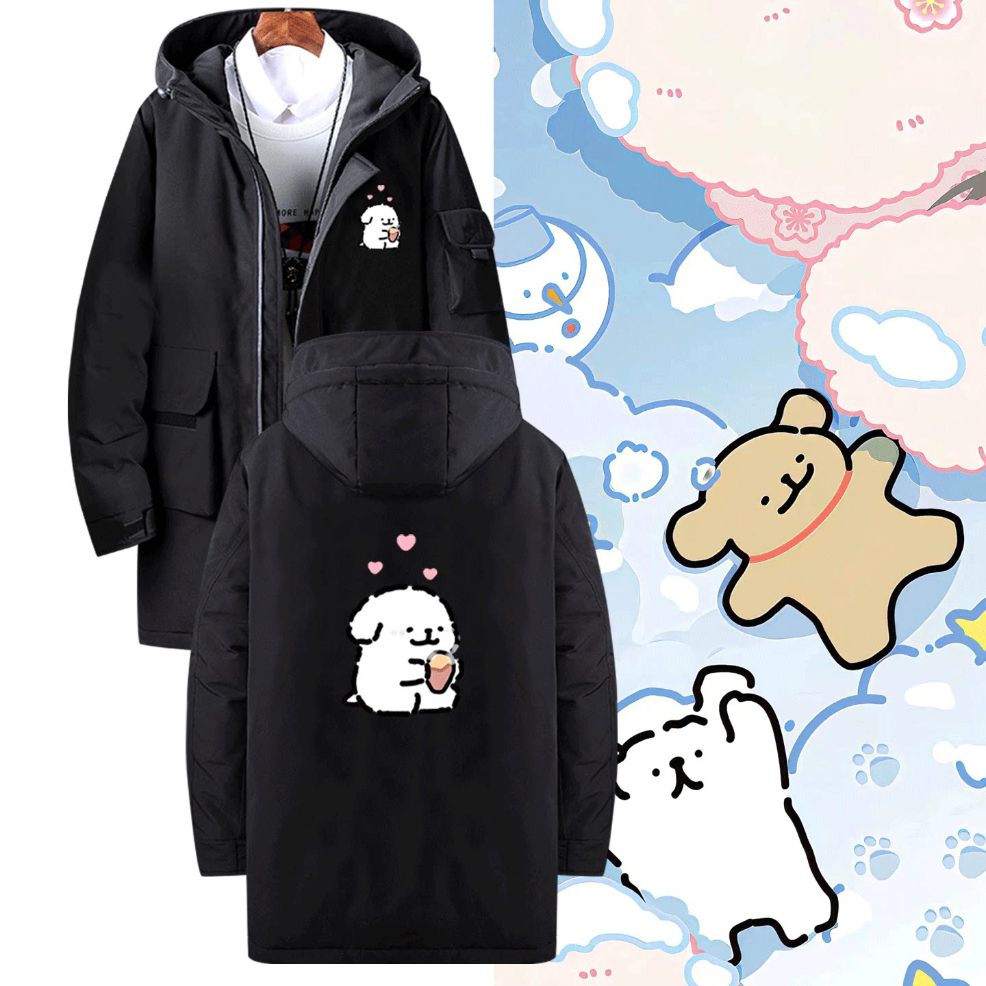 中长款可定制连帽外套羽绒服