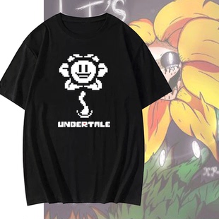 传说之下Undertale太阳花游戏周边衣服男女情侣纯棉短袖 T恤 半截袖