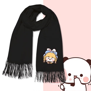 可定制保暖披肩围巾一二布布周边卡通可爱图案印花男女情侣秋冬季