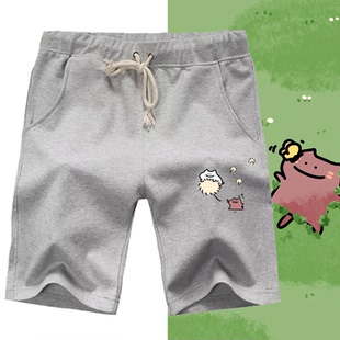 夏季情侣可定制运动短裤五分裤黏糊小猫卡通可爱新款搞怪印花男女