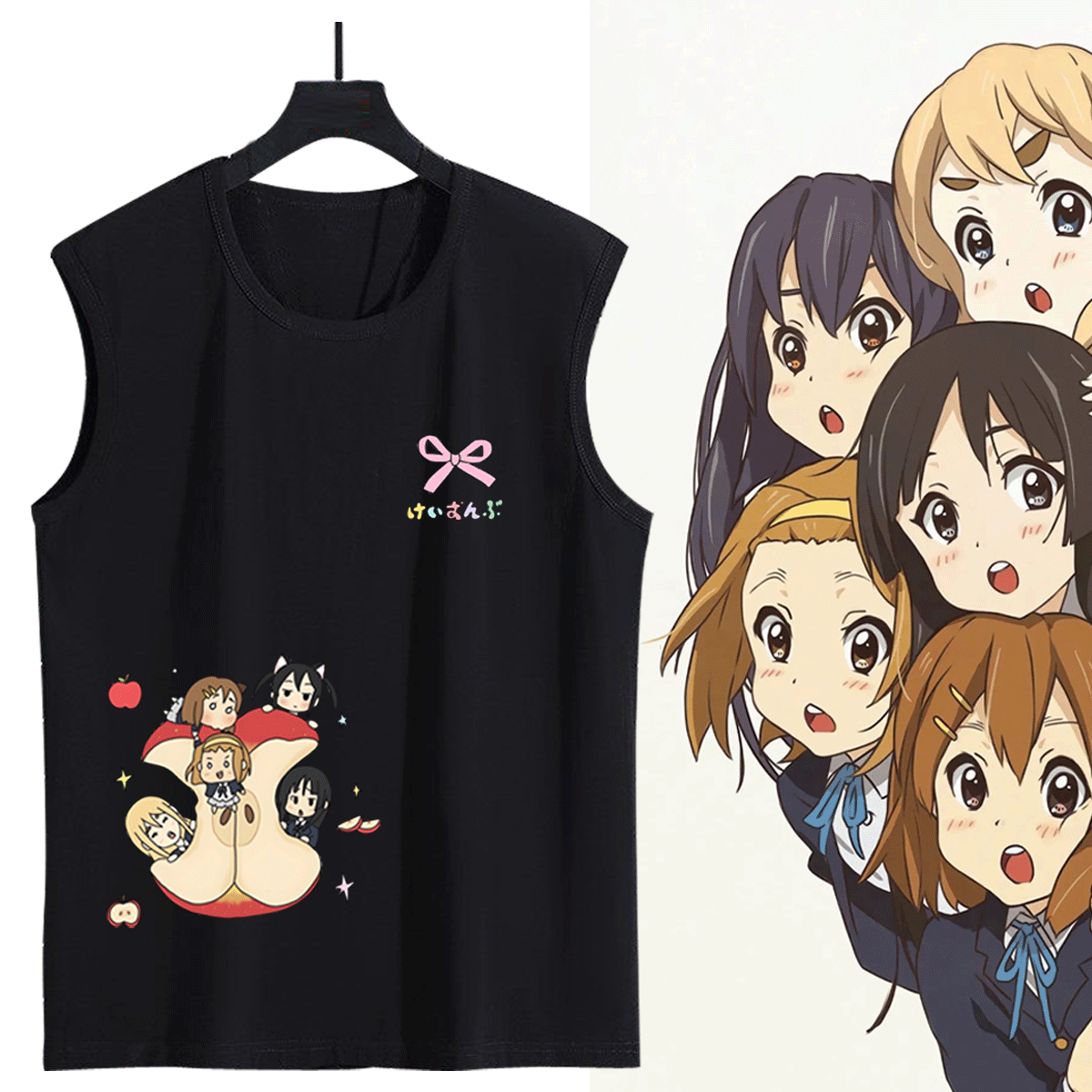 K-ON!轻音少女动漫HTT平泽唯秋山澪梓喵可定制男女T恤衫无袖背心
