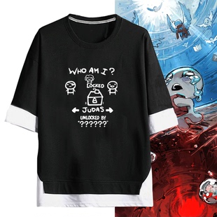 The Binding of Isaac以撒的结合游戏男女纯棉半袖假两件短袖T恤