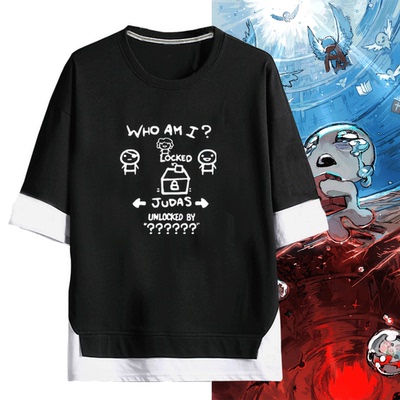 男女纯棉半袖假两件短袖T恤