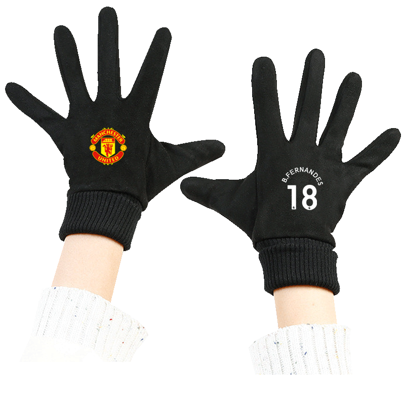 红魔C罗博格巴B费桑乔瓦拉内足球迷秋冬男女可定制加绒骑行手套子