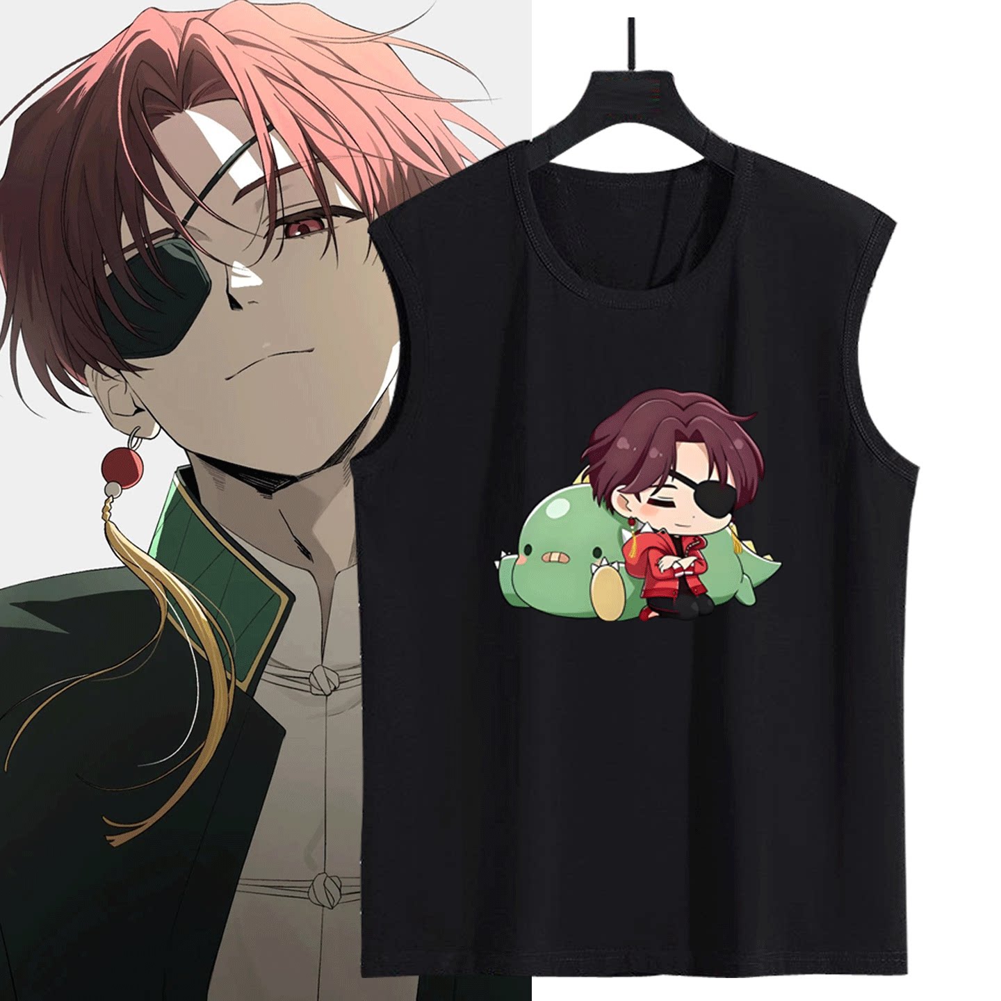 男女情侣可定制纯棉无袖T恤衫夏季防风铃防风少年Q版卡通表情周边