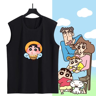 蜡笔小新肥嘟嘟左卫门小白樱田妮妮动漫男女情侣可定制夏无袖背心