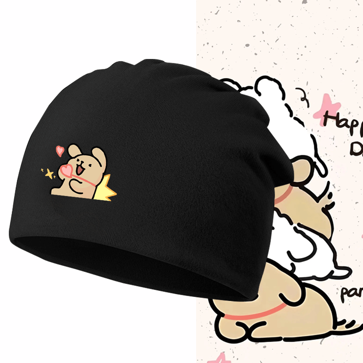 可定制包头帽堆堆头巾帽线条小狗联名菜狗卡通可爱周边男女秋冬季,服饰配件/皮带/帽子/围巾,帽子,淘宝优惠券,粉丝福利购,淘宝优惠卷