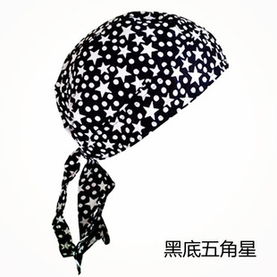 海盗帽 男 夏薄款 店员帽 服务生 头巾帽 纯棉可调节火焰骷髅字母