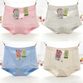 高腰包臀柔软舒适棉质面料女士内裤 黛丝少女有机棉小平角裤 加大码