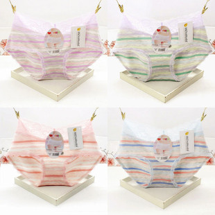 黛丝少女内裤 专柜正品 甜美时尚 条纹柔软舒适透气蕾丝莫代尔短底裤