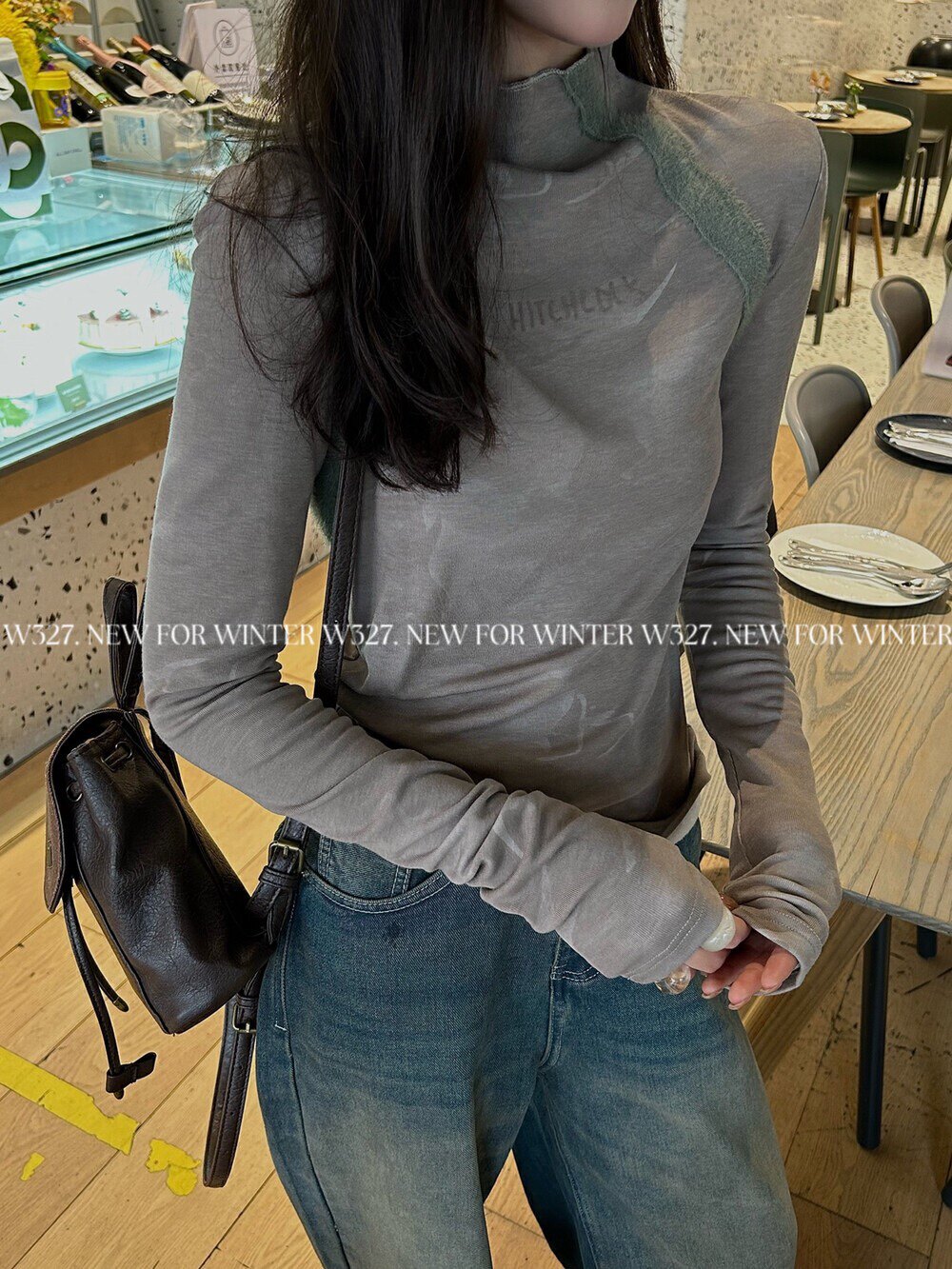 新款正品W327美式半高领美拉T恤