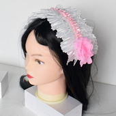 头饰蕾丝花边头箍粉色花朵装 饰婚礼拍照甜美发箍