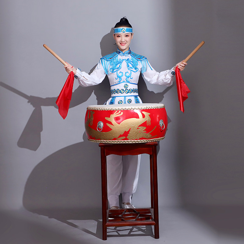 新款古典舞演出服女飘逸中国风扇子舞蹈服装民族秧歌腰鼓打鼓套装