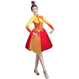 现代舞演出服2026新款广场舞服装女快板舞蹈表演大合唱团伴舞短裙