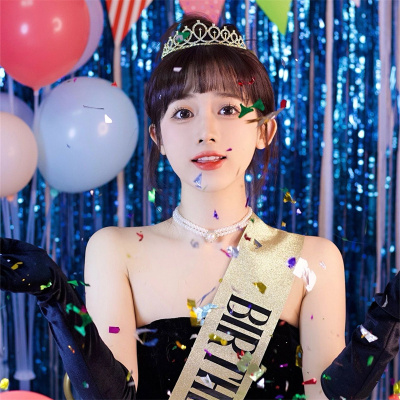 网红生日礼仪带绶带皇冠发箍帽子