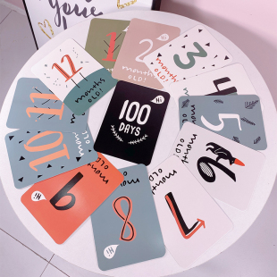 INS宝宝出生月份天数拍照卡百天生日拍照背景宝妈怀孕周数纪念卡