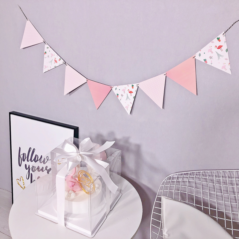 宝宝周岁火烈鸟节日用品房间拉旗