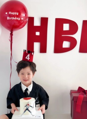 网红HBD毛毡生日儿童生日周岁派对拍照背景墙贴布置装饰道具用品