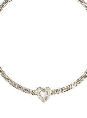 钛金心形锁骨链复古欧若风项链