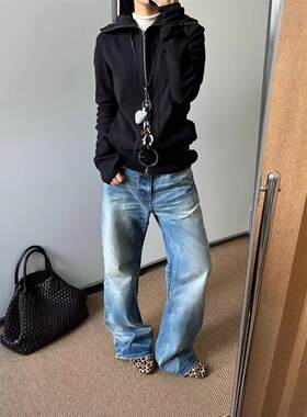 韩版牛仔裤男新款潮港风痞帅长裤嘻哈ins潮高街潮流个性休闲百搭