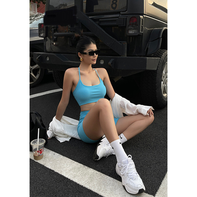 井也螺纹运动背心+瑜伽裤套装女