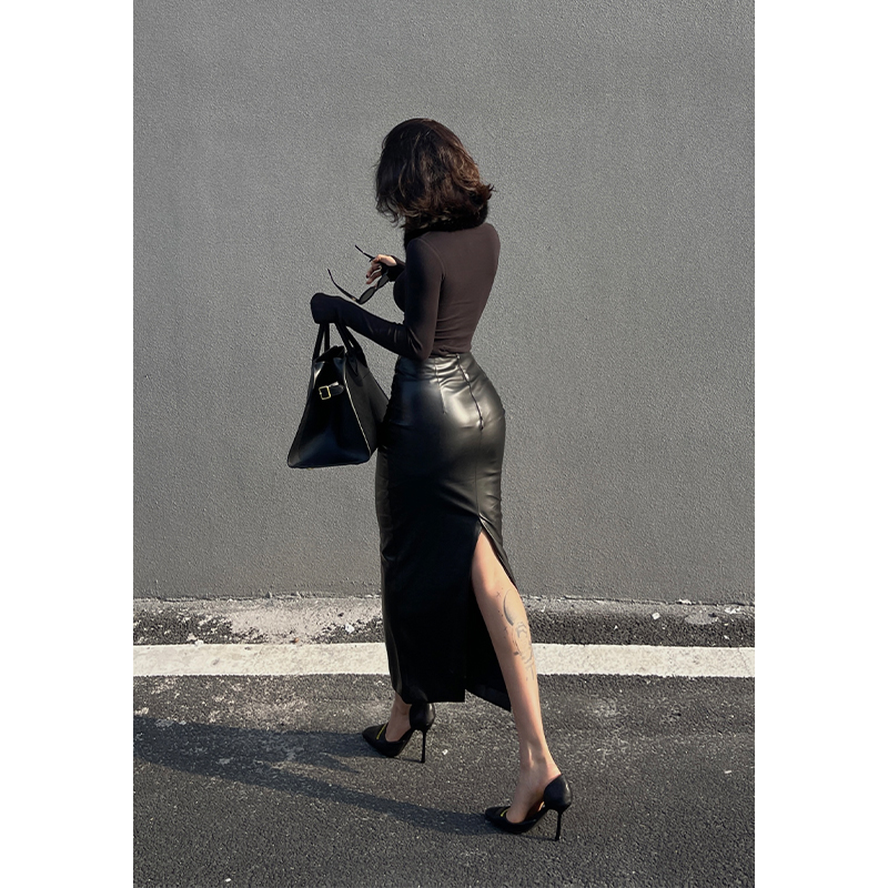 高腰开叉包臀半身裙女