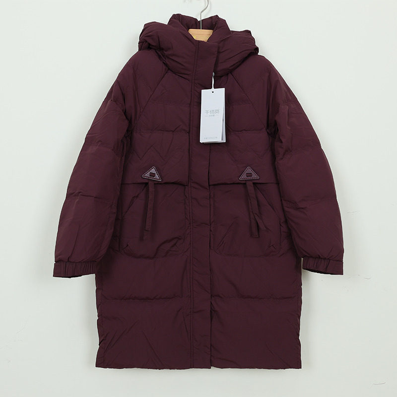 千仞岗专柜正品女秋冬新款中长加厚连帽羽绒服外套茧型潮Y309135Y