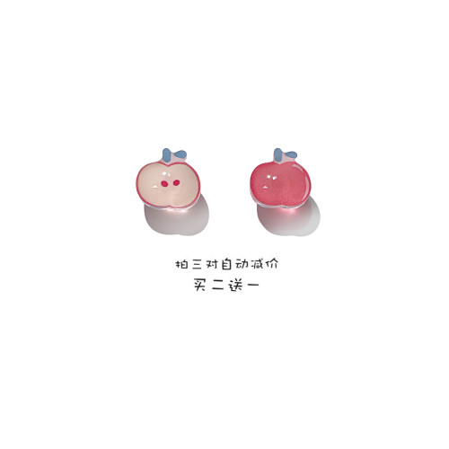 原创设计甜美卡通粉红色苹果耳钉