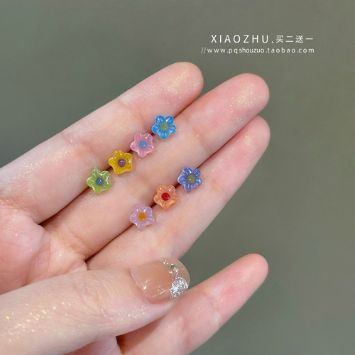 春夏S925银养耳花朵小耳钉