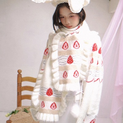 daytoday奶油草莓蛋糕围巾