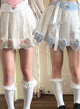 daytoday日常研究所天使の泪爱心拼接可爱少女蕾丝百褶裙短半裙